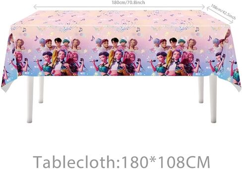 118 Psc For K Pop Demon Birthday Party Supplies Set, Demon Theme, Plates, Cups, Utensils, Napkins, Tablecloth in Kuwait