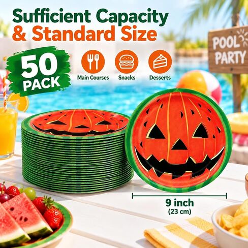 50pcs Watermelon Paper Plates for Halloween Birthday Party Supplies in Saudi Arabia