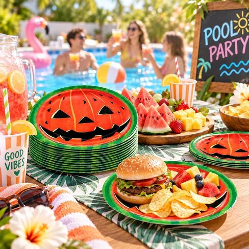 50pcs Watermelon Paper Plates for Halloween Birthday Party Supplies in Saudi Arabia