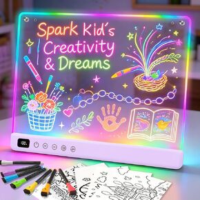 Led Drawing Board with 13 Light Effects, 16" Rechargeable Glow Doodle LED Note Board with Colors, Neon Light Up Drawing Tablet Gifts for Kids for Easter Birthday Christmas Gift Ideas in Kuwait