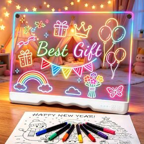 16" Rechargeable LED Drawing Board for Kids Drawing Tablet with 7 Colors & Dynamic Modes,Acrylic Dry Erase LED Note Board Gifts for Kids for Easter Birthday Christmas for Girls Boys Gifts in Kuwait