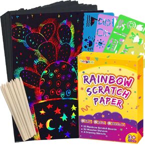 FUNNYB&G 100 Pcs Rainbow Scratch Paper Art for Kids Arts and Crafts Kit in Saudi Arabia