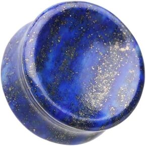 Concave Lapis Natural Stone Double Flared Ear Gauge Plug in Saudi Arabia