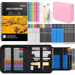 Caliart 176PCS Art Supplies Sketching Kit, 100 Sheets 3-Color Sketch Book in Saudi Arabia