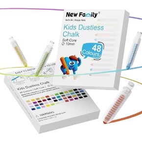 NewFamily Dustless Chalk for Kids, Colored Sidewalk Chalk With Holder,Non-Toxic Washable Toddlers Chalks Drawing Writing for Outdoor Art Play,Blackboard(12 Pcs) in Saudi Arabia
