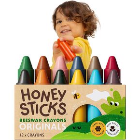 Honeysticks 100% Pure Beeswax Crayons (12 Pack) - for Baby 1+, Toddlers 1-3 in Saudi Arabia