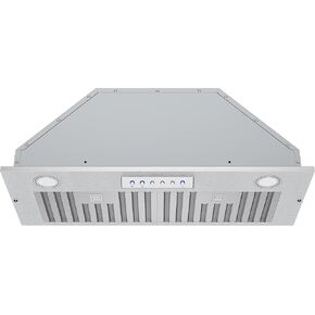 Awoco 14-1/2"D شفاط مدمج من الفولاذ المقاوم للصدأ، 4 سرعات، 650 CFM، مصابيح LED، مرشحات يربك لغطاء الخشب (M36") in Kuwait