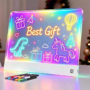 16" Rechargeable LED Drawing Board for Kids, 7 Colors, with Stand, White in Saudi Arabia