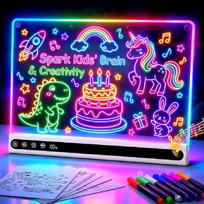 16" Rechargeable LED Drawing Board for Kids 3-12 Birthday Gifts, White in Saudi Arabia