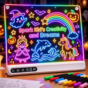 17.5" Rechargeable LED Drawing Board, 14 Color Light Effects & 8 Markers in Kuwait