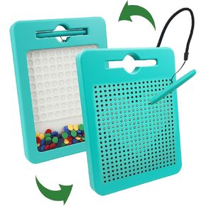 2-in-1 Double-Sided Magnetic Drawing Board for Kids & Toddlers Magnet Doodle Board with Beads, Magnetic Dot Art Toys, Road Trip Car Activities for Kids in Kuwait