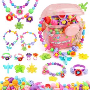 Snap Pop Beads Jewelry Kit for Girls – 350PCS Insect DIY Bracelet Making Toy with Butterfly, Ladybug, Dragonfly – No Mess Craft Birthday Gift Age 4–8 – Crafts Kits with Storage Box in Kuwait