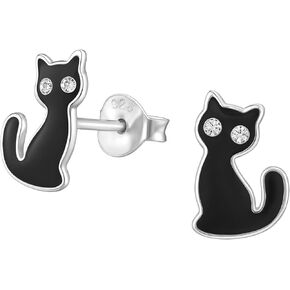 SAE99 Black Cat .925 Sterling-Silver Very Tiny Stud Earrings in Saudi Arabia