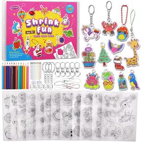 Funtopia Shrinking Art Sheets Kits for Kids, 75 Pre-Cut Keychain Making Kit in Kuwait