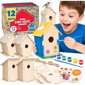 Neliblu [12 Pack] DIY Bird House Kits for Kids | 3 Unique Shapes & 2 Sizes in Kuwait
