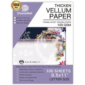 Translucent Vellum Paper, Dowsabel 68LBS 8.5 x 11 inches Printable Vellums for Card Overlays, Invitations Belly Bands, Envelope, Lantern,50 Sheets in Kuwait