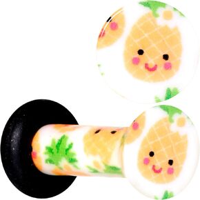 Body Candy 2Pc Ear Plugs White Acrylic Pretty Pineapple Single Flare Ear Plug Gauges Set of 2 in Kuwait