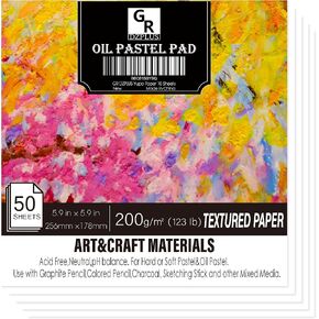 GR DZPLUS Oil Pastel Pad | 5.9 x 5.9 inch(123 lb/200g) | 50 Sheets Heavyweight Drawing Paper in Saudi Arabia