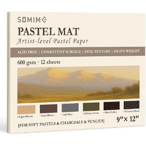 Somime 6x8 Sanded Pastel Paper Pad, 600gsm 12 Sheets of 6 Assorted Colors in Saudi Arabia
