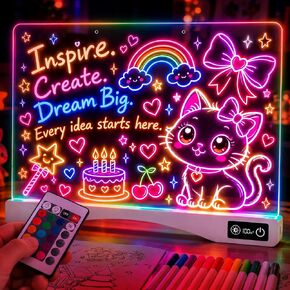 16" Rechargeable Led Drawing Board with 12 Markers, Cool Kid Birthday Gifts in Kuwait