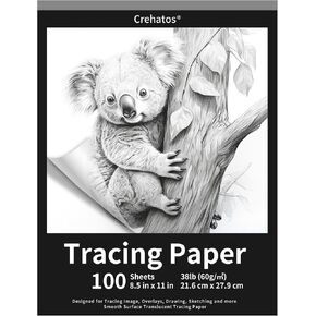 Crehatos 8.5" x 11" Tracing Paper, Translucent Tracing Pad, 100 Sheets 38lb/60gsm Vellum Art Paper in Kuwait