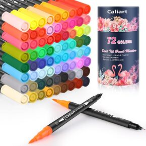 Caliart 34 Double Tip Brush Pens Art Markers for Adult Coloring Books in Saudi Arabia