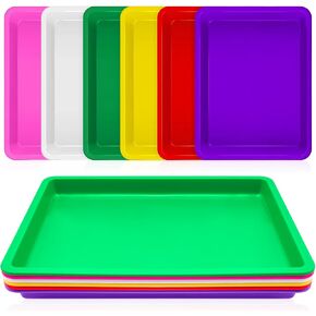 6 Pack Extra Large Plastic Art Trays,16x12x1.4 Inch Stackable Activity Tray,Craft Painting Tray for Home Organizer School Work DIY Project Beads,6 Colors in Saudi Arabia