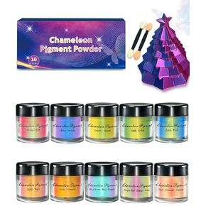 Chameleon Mica Powder, 10 Colors Shift Mica Powder for Epoxy Resin, Tumbler, Saturated Color Shifting Chrome Pigment Powders for Painting, Slime, Nails, Soap Making in Saudi Arabia