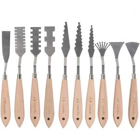CONDA Palette Knife Painting Stainless Steel Spatula Palette Knife Oil Paint Metal Knives Wood Handle (Red 5 Piece) in Kuwait