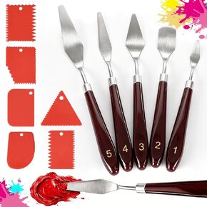 11Pcs Painting Palette Knife Set, 5Pcs Stainless Steel Palette Paint Knives with 6Pcs Plastic Scrapers, Flexible Palette Knives, Paint Spatula for Oil, Acrylic, Canvas, Watercolor & Cake Decorating in Kuwait