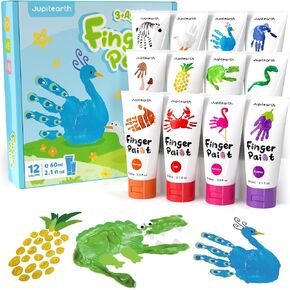 JUPITEARTH 28 PCS Finger Paint, Washable Paint for Todllers 60ml in Saudi Arabia