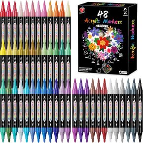 TBC The Best Crafts Acrylic Paint Markers, 24 Colors Dual Tip Pen in Kuwait