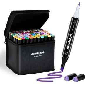 AnyMark Alcohol Markers, 80 Colors Dual Tip Art Coloring Markers Set in Kuwait
