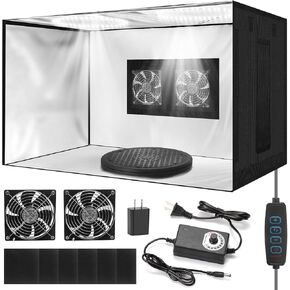 25.6-Inch Portable Airbrush Spray Booth, Dual Fans, LED & 360° Turntable in Kuwait