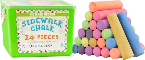 Kid Made Modern Non Toxic Sidewalk Chalk Bucket (24 Count) - Washable Colored Chalk Bulk Set for Kids and Toddlers Outdoor Games in Saudi Arabia