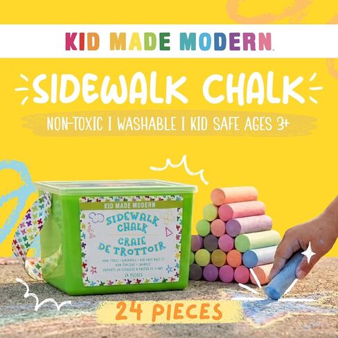 Kid Made Modern Non Toxic Sidewalk Chalk Bucket (24 Count) - Washable Colored Chalk Bulk Set for Kids and Toddlers Outdoor Games in Saudi Arabia