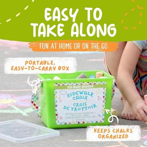 Kid Made Modern Non Toxic Sidewalk Chalk Bucket (24 Count) - Washable Colored Chalk Bulk Set for Kids and Toddlers Outdoor Games in Saudi Arabia