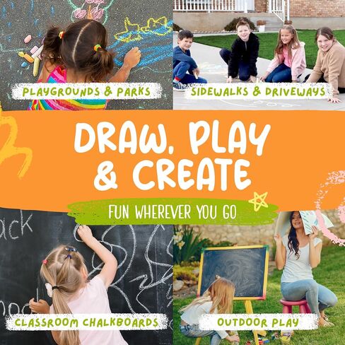 Kid Made Modern Non Toxic Sidewalk Chalk Bucket (24 Count) - Washable Colored Chalk Bulk Set for Kids and Toddlers Outdoor Games in Saudi Arabia