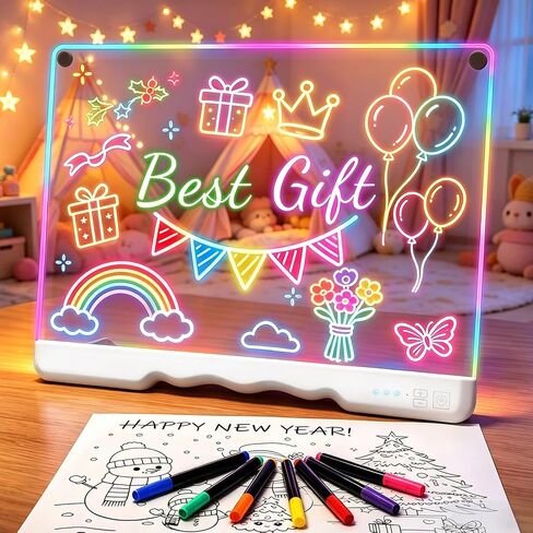 16" Rechargeable LED Drawing Board for Kids Drawing Tablet with 7 Colors & Dynamic Modes,Acrylic Dry Erase LED Note Board Gifts for Kids for Easter Birthday Christmas for Girls Boys Gifts in Kuwait