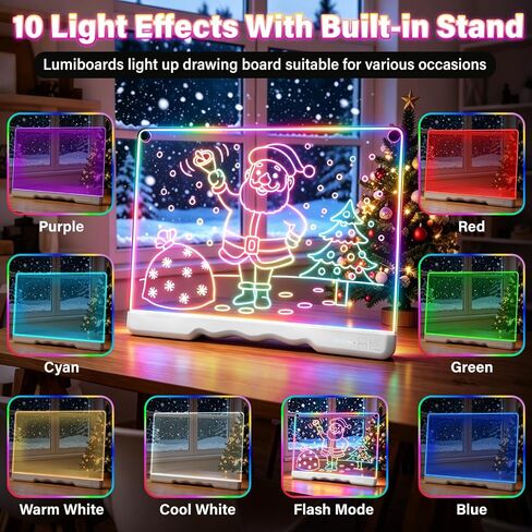 16" Rechargeable LED Drawing Board for Kids Drawing Tablet with 7 Colors & Dynamic Modes,Acrylic Dry Erase LED Note Board Gifts for Kids for Easter Birthday Christmas for Girls Boys Gifts in Kuwait