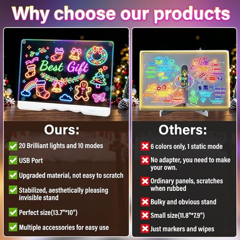 16" Rechargeable LED Drawing Board for Kids Drawing Tablet with 7 Colors & Dynamic Modes,Acrylic Dry Erase LED Note Board Gifts for Kids for Easter Birthday Christmas for Girls Boys Gifts in Kuwait