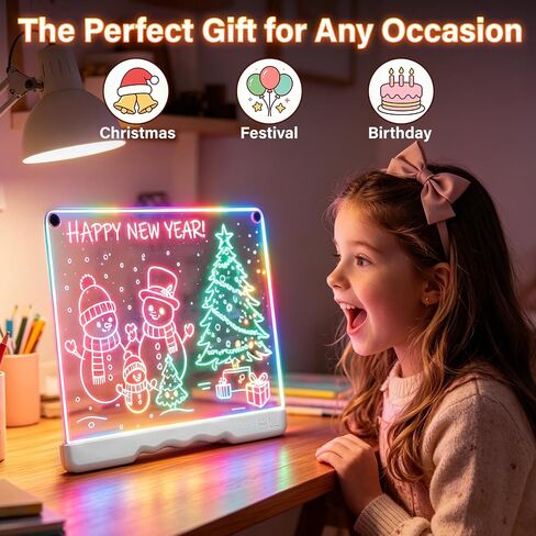 16" Rechargeable LED Drawing Board for Kids Drawing Tablet with 7 Colors & Dynamic Modes,Acrylic Dry Erase LED Note Board Gifts for Kids for Easter Birthday Christmas for Girls Boys Gifts in Kuwait