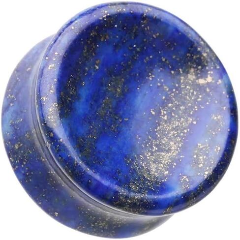 Concave Lapis Natural Stone Double Flared Ear Gauge Plug in Saudi Arabia