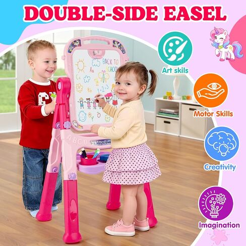 Art Easel for Kids Age 3-4 Magnetic Double-Sided Drawing Board Gifts in Saudi Arabia