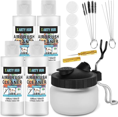 X ARTY HUB Airbrush Cleaning Kit, 16.2 fl oz Cleaner, Cleaning Pot & Tools in Kuwait