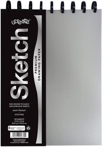 UCreate Poly Cover Sketch Book, Heavyweight, 9" x 12", Black, 75 Sheets in Saudi Arabia