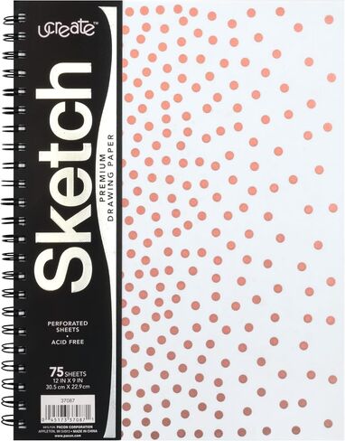 UCreate Fashion Poly Sketch Book, Rose Gold Dots, 9'' x 12'', 75 Sheets in Kuwait