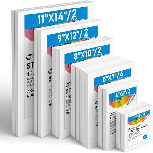 GOTIDEAL Canvas for Painting, 14 Pcs Muti Pack Stretched Painting Canvas in Saudi Arabia