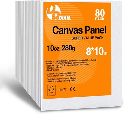 Canvas Boards for Painting 40 Pack, 8 inch x 10 inch Super Value Pack, Artist Canvas Panels for Oil & Acrylic Painting in Kuwait