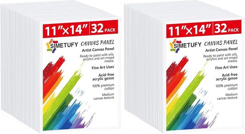Simetufy 32 Pack 11 x 14 Inch Canvas Boards for Painting Pre-Primed Paint Canvas for Acrylic, Oil, Watercolor, Gouache, Art Supplies for Kids &Adults, Beginners & Artists in Saudi Arabia